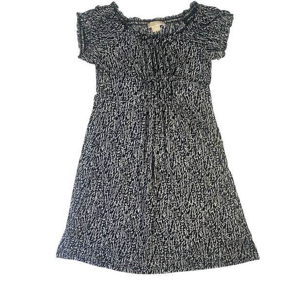 Michael Kors Women’s Black White Printed Smocked Dress Size Medium - Picture 1 of 8